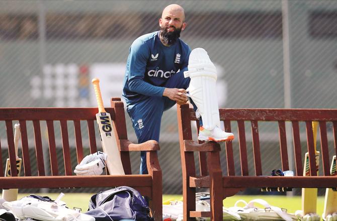 England all-rounder Moeen Ali preparing to bat. (PTI)